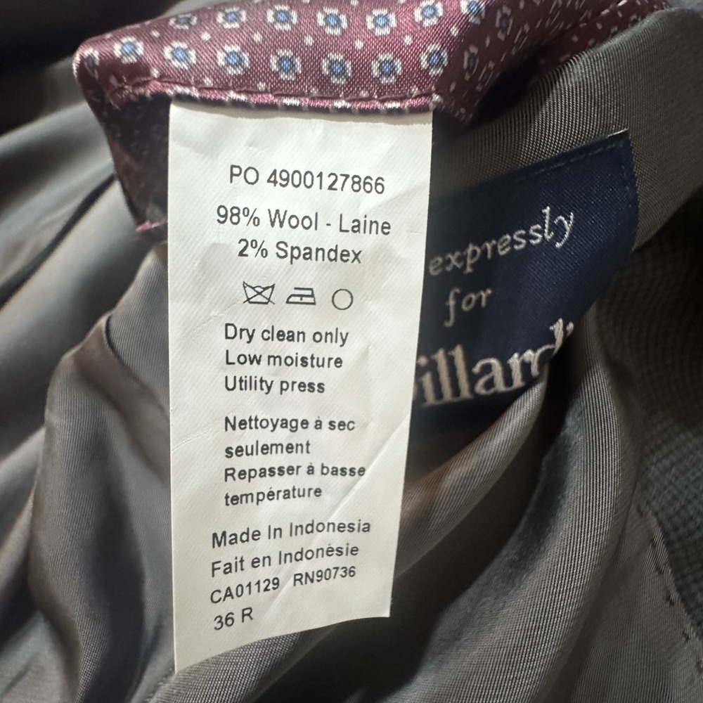 Men's Ralph Lauren Blazer 36r Athletic Fit‎ Gray Check Wool Stretch - Picture 14 of 16